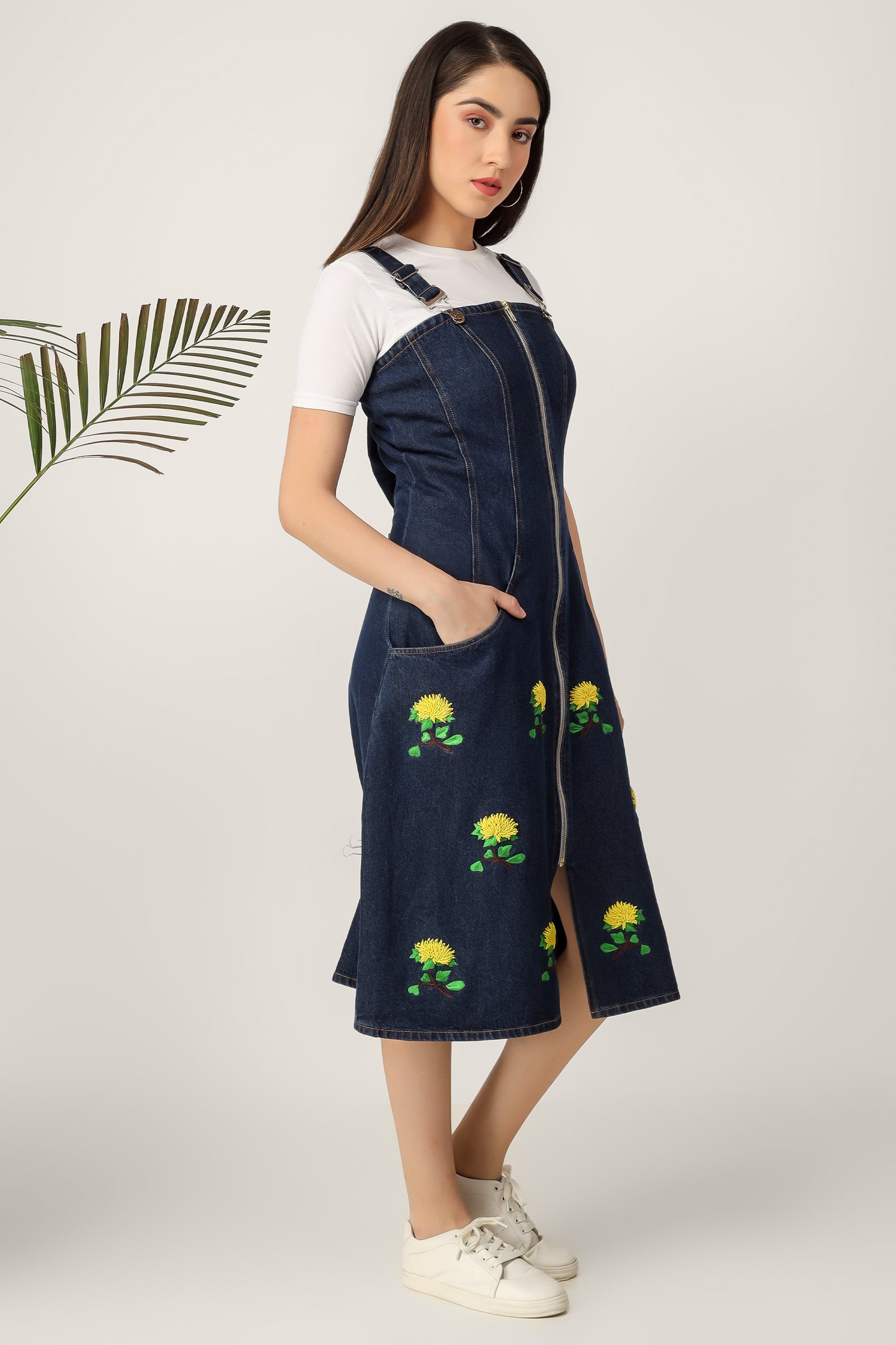 Yellow Embroidered Flowers Dress
