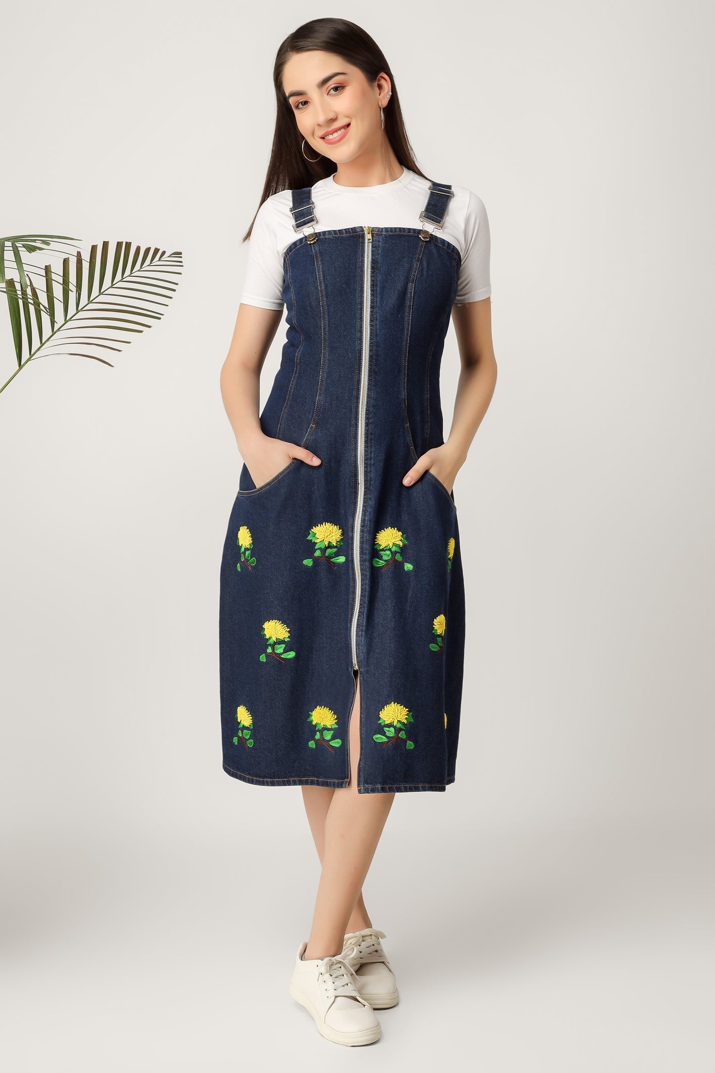 Yellow Embroidered Flowers Dress